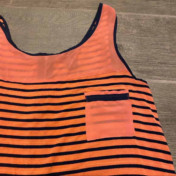Rue21 Orange & Navy Blue Zip Back Striped Tank Women’s Size Medium - Picture 7 of 8